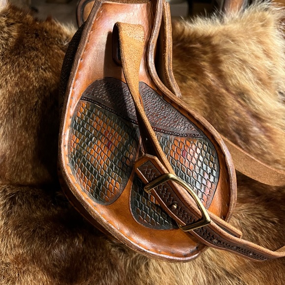 Vtg Tooled Leather Handmade Cobra Head Bag RARE - Picture 6 of 10